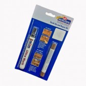 Touch up kit for Lait Grey Shaker cabinets.  Includes a stain marker and putty stick.